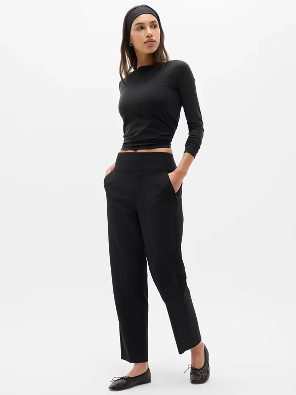 Athleta Endless High Rise Pant Black 12 Tapered Straight Leg Semi-Fitted Travel - Picture 1 of 16